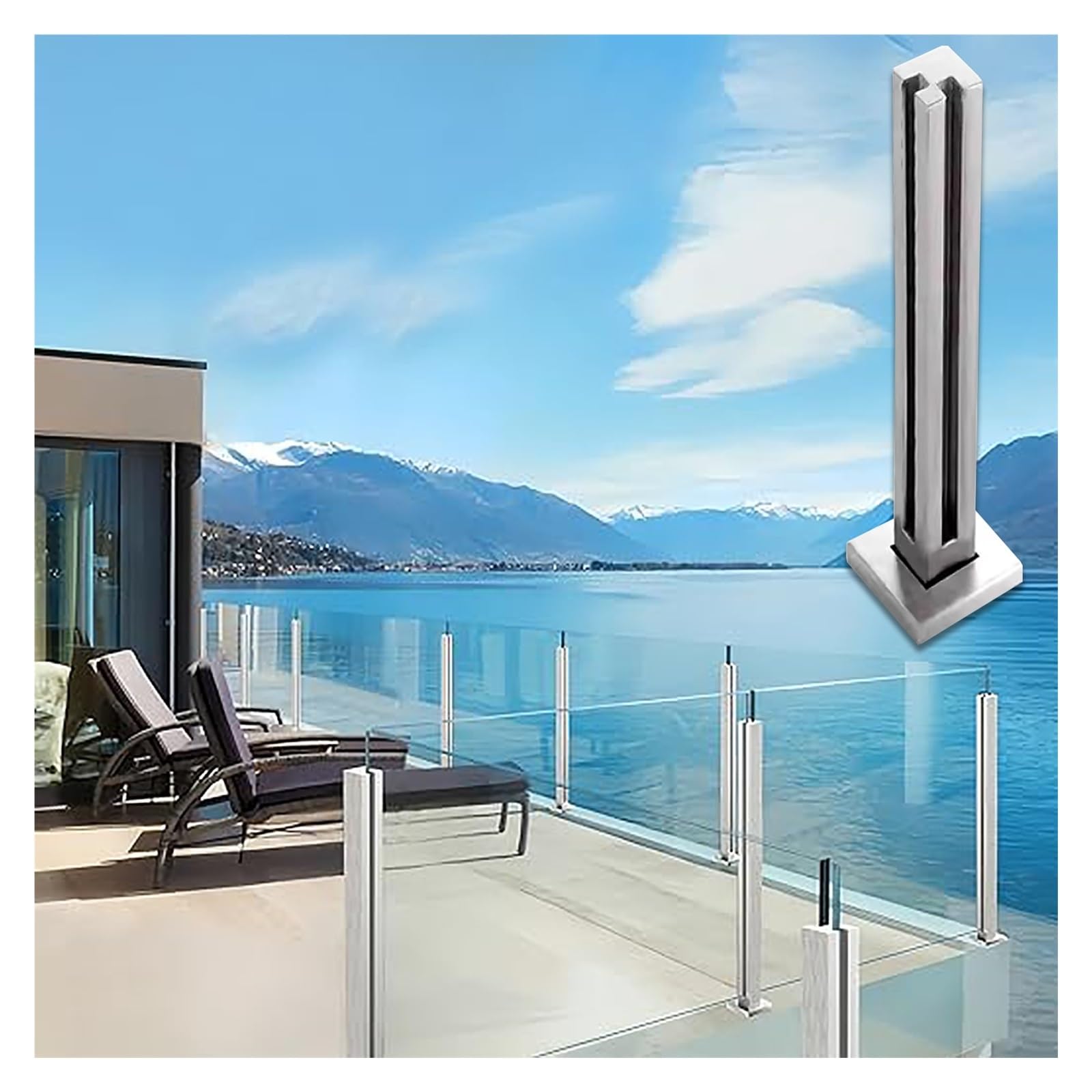 Kit poteau garde-corps verre intérieur extérieur pour balustrade escalier et balcon