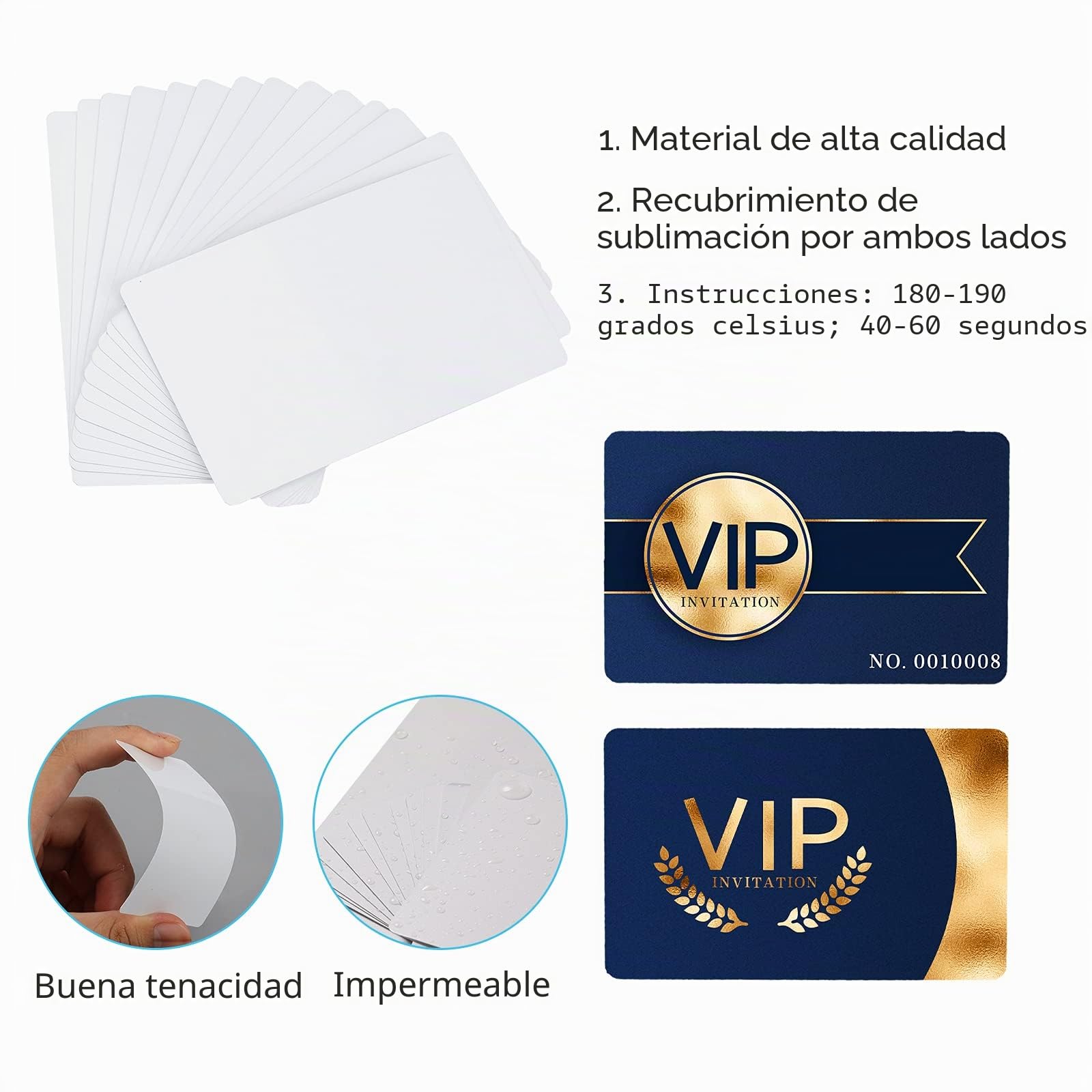 SAVITA 100 Tarjetas Visita Metal Sublimación Grosor 0,22mm Imprimibles Regalos Promoción Personalización Oficina Membresía Comercio (86x54x0,22 mm)