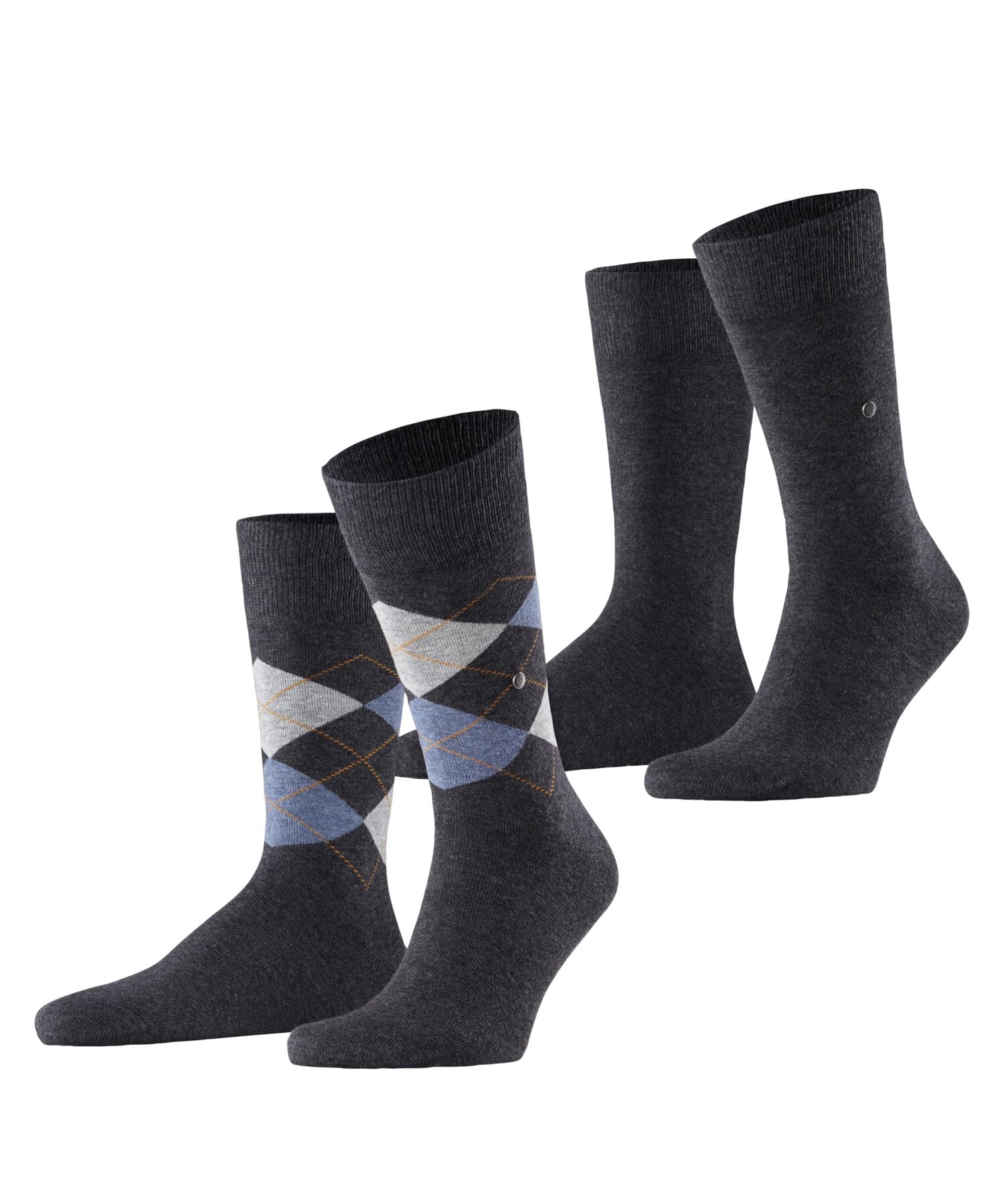 Burlington Men's Everyday Mix Multipack M So Cotton Patterned 2 Pairs Socks, Grey Anthracite Melange 3081, 6.5-11