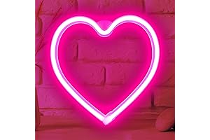 Pink Neon Heart Sign for Love Decor