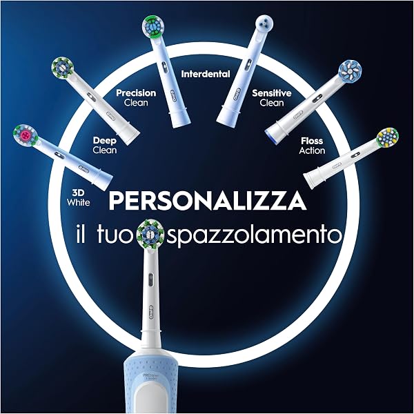 Oral-B Spazzolino Elettrico Ricaricabile Vitality Pro Nero e Blu, 2 testine. Confezione da 2 Spazzolini - 4