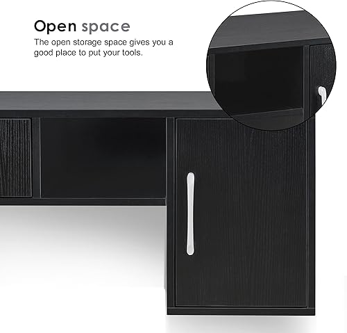 Miniatura 6 de BarberPub Estación de montaje en pared con cajones, gabinete de almacenamiento, organizador multifuncional de salón de belleza 2530 (negro)