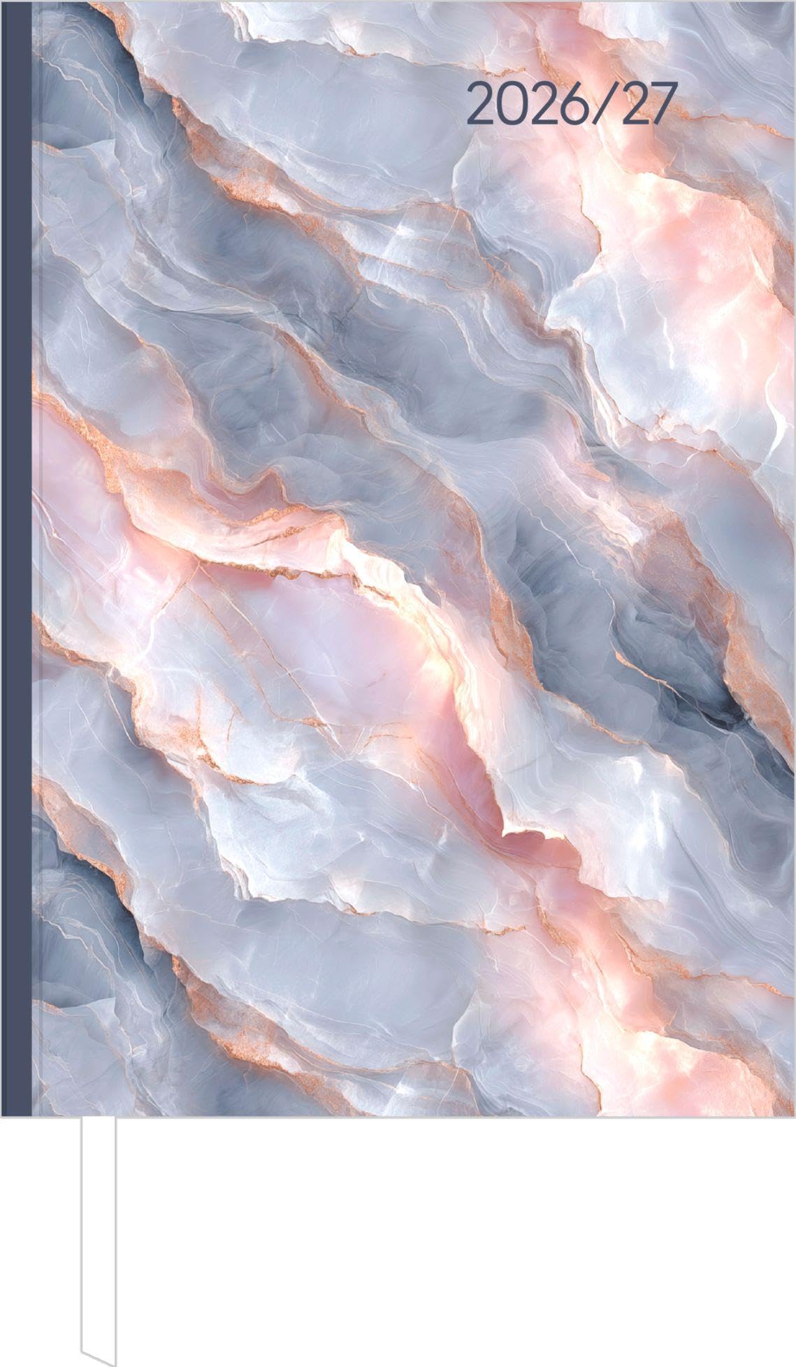 Campustimer Marble 2027: Semesterplaner A5 (14,8x20,8 cm) - Wochenplaner mit Notizseiten, 4-sprachigem Kalendarium & Leseband, für Schüler & Studenten