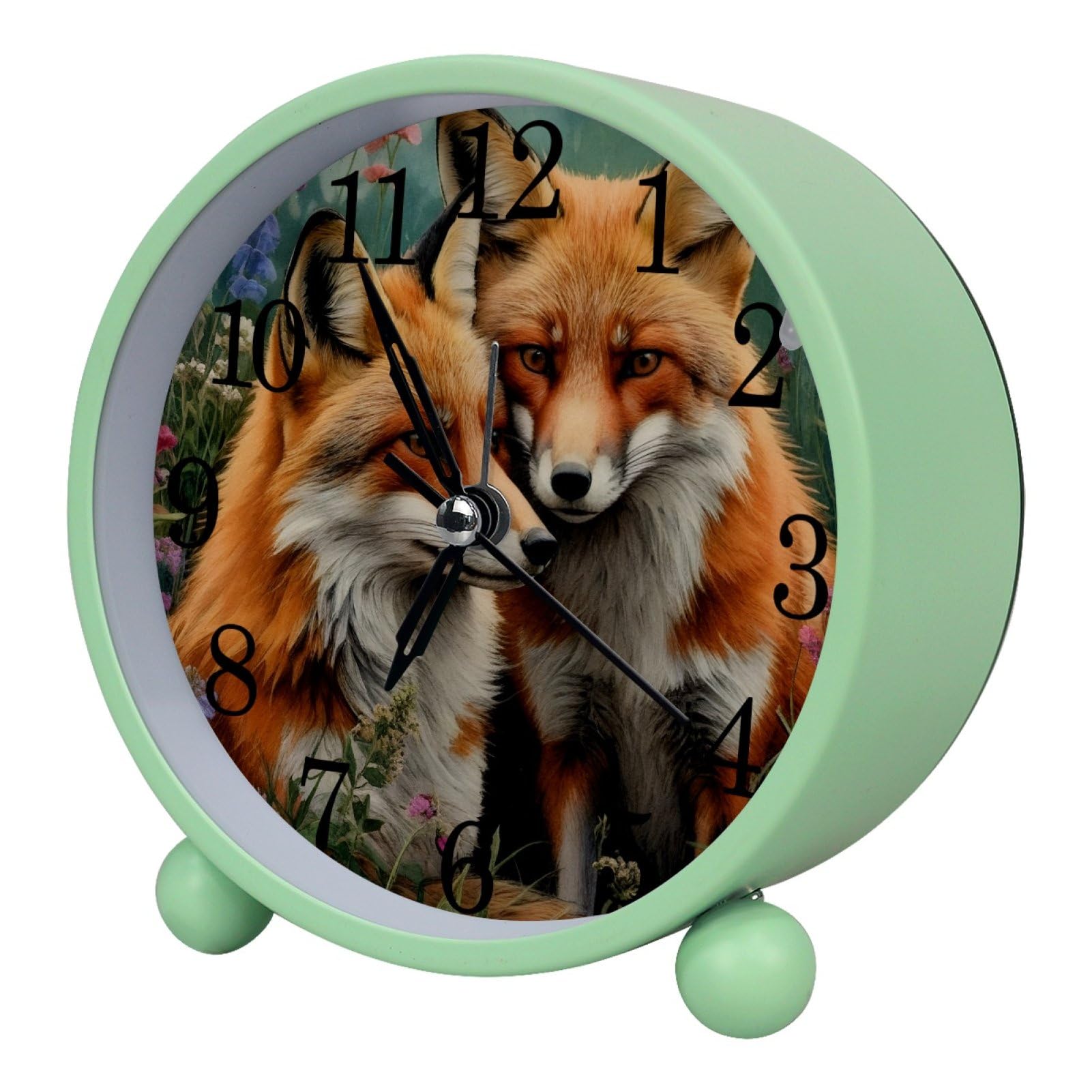 etoenbrc Fox 10.9" Alarm Clock,Small Battery Operated Clock, Slient Plastic Table Clocks for Living Room Decor,Bedroom,Office