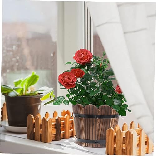 Miniatura 3 de Yardwe Maceta suculenta de madera retro de madera maciza carbonizada decoración de escritorio maceta cerámica decoración del hogar Ic ollas