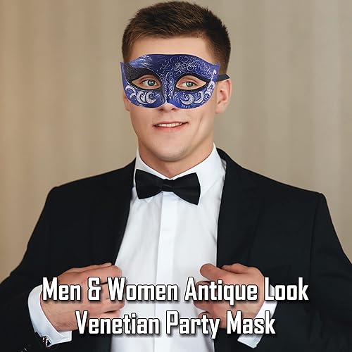 Miniatura 38 de Máscara de mascarada para hombre, máscara de aspecto antiguo para Halloween, fiesta veneciana, fiesta de máscaras y baile de máscaras