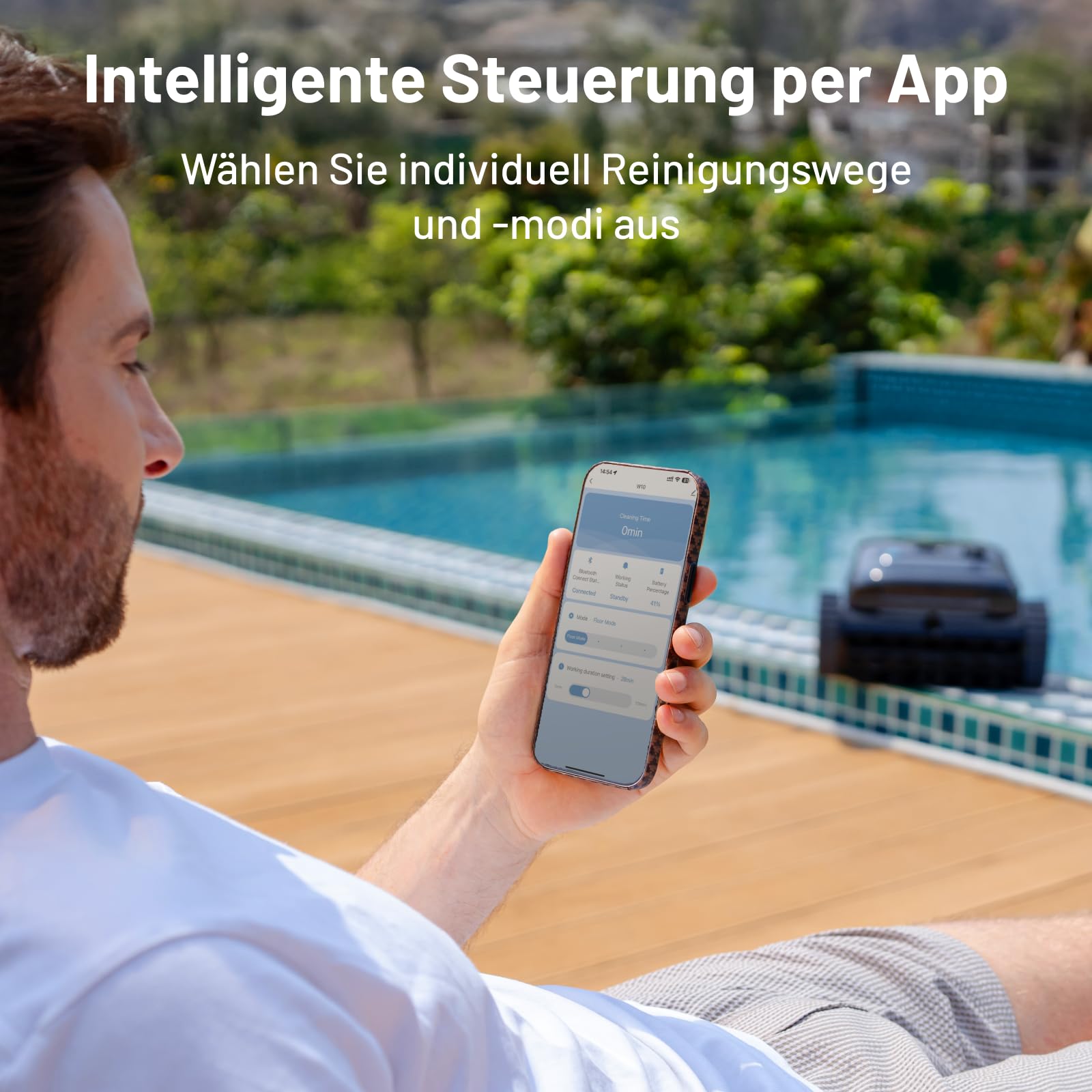 VONKO W10 Poolroboter Boden und Wand, Wasserlinie, Poolsauger Akku Kabelloser, mit AI-Vision Navigation, 20000LPH Leistungsstarker, Poolreiniger für Pools bis zu 200㎡,Puderblau