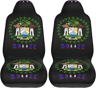 Belize Belizean National Emblem Car Seat Covers 2 Pcs, Auto Universal Front Seat Protector for Men Women Dogs Breathable Polyester，Fit for Cars, Sedans, Trucks, Suvs