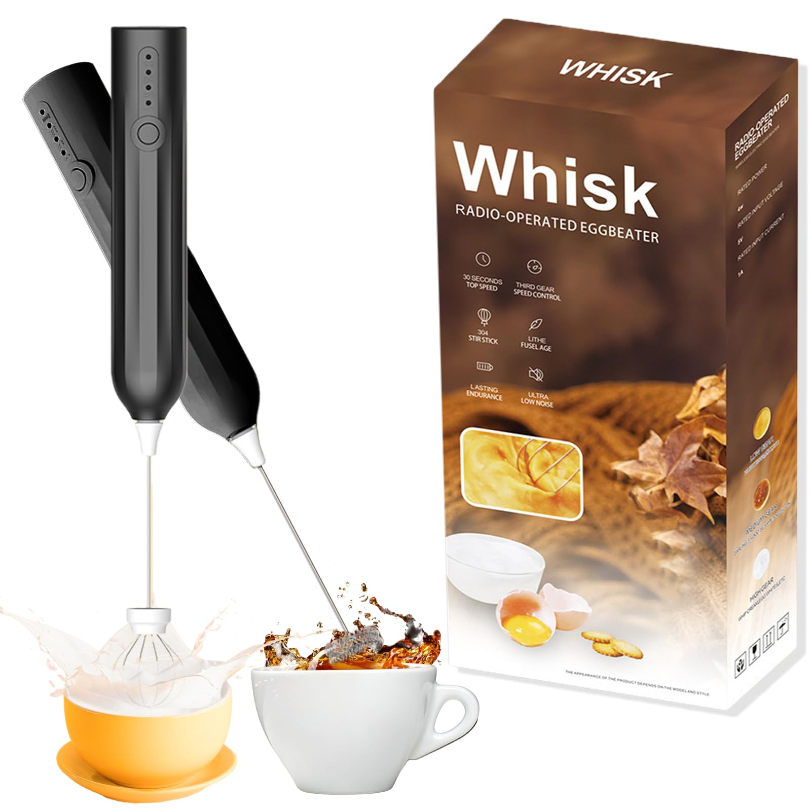 Milk Frother Handheld, Rechargeable Electric Milk Frother with 2 Heads, 3 Speeds Adjustable Coffee Whisk Frother for Cappuccino, Hot Chocolate, Coffee, Latte