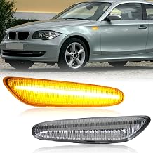 Front Sequential LED Side Marker Turn Signal Lights Compatible with 2003-2013 E60 E61 E90 E91 E92 E93 E81 E87 E82 E88 E83 X3 328i 325i 135i 128i 325xi Amber Light, Clear Lens