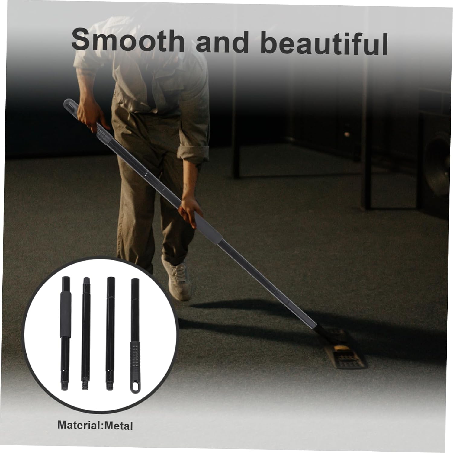 Metal Mop Stick Replacement Handle Threaded Connection Floor Cleaning Tool for Home and Commercial Use Easy to Install Sectioned Mop Handle