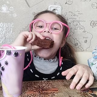 sfdeggtb Funny Soft Glasses Straw Unique Flexible Drinking Tube Kids Party Accessories Glasses Drinking Toys Practical Jok...
