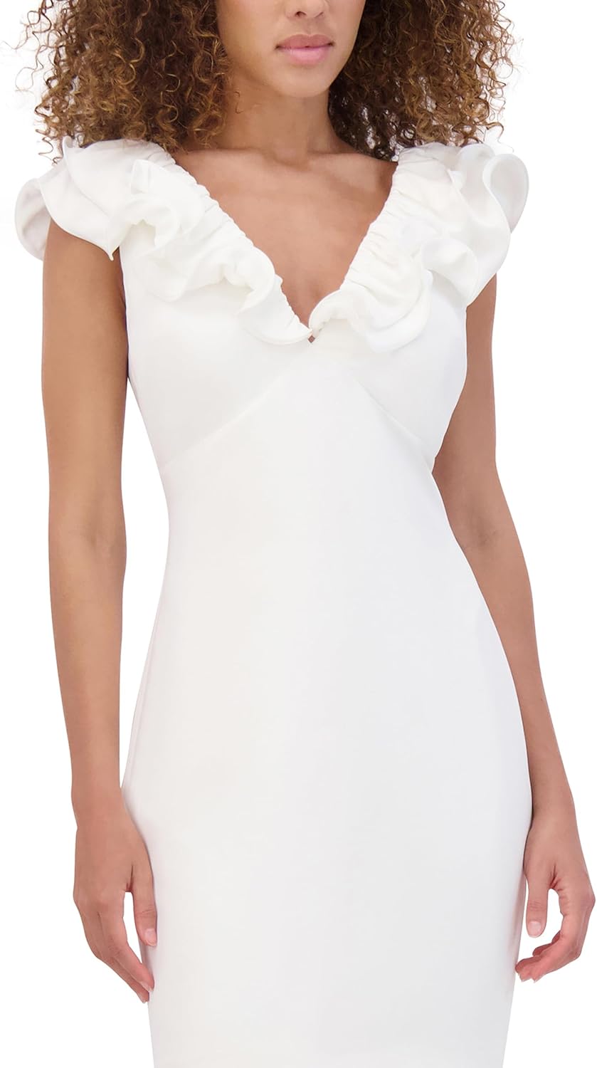 Siena Womens Sleeveless Ruffle V-Neck Mini Dress - Image 2