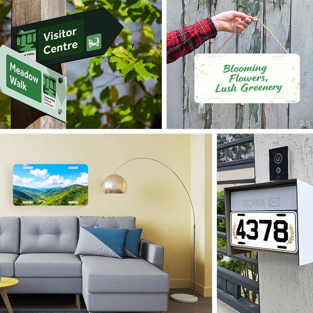 20 Pack Sublimation License Plate Blanks, 10 Black & 10 White, Metal Aluminum DIY Custom License Plates with Screw Sets 0.6mm Sublimation Blank License Plate for Automotive and Home Decoration