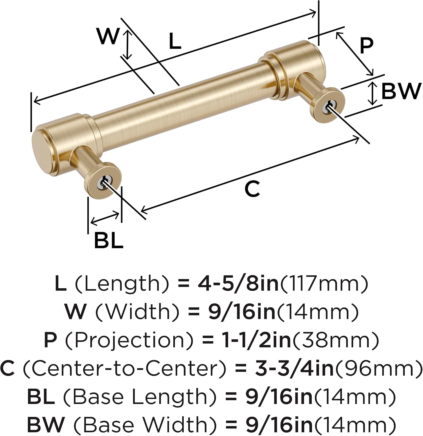 Amerock Faircrest 3-3/4 inch (96mm) Center-to-Center Golden Champagne Cabinet Pull, BP37463BBZ
