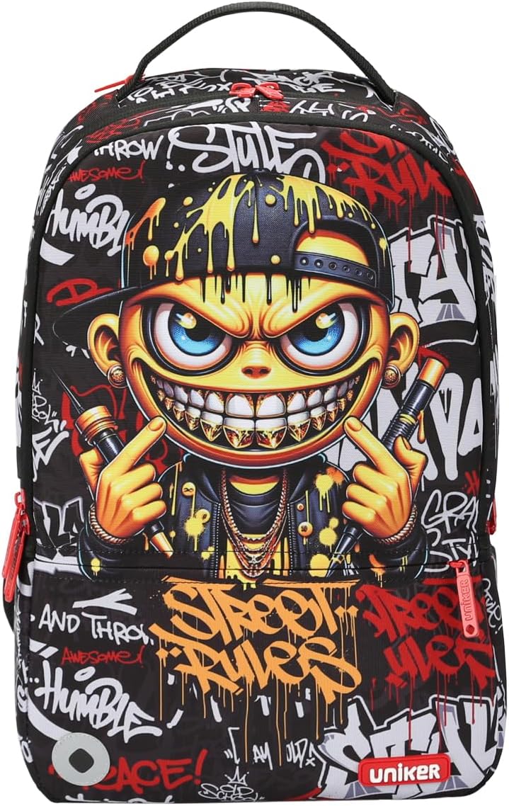UNIKER Travel Laptop Backpack,Graffiti Backpack for Work,Designer Laptop Backpack for 15.6 Inch,Water Resistant Bag (Smile) - Image 2