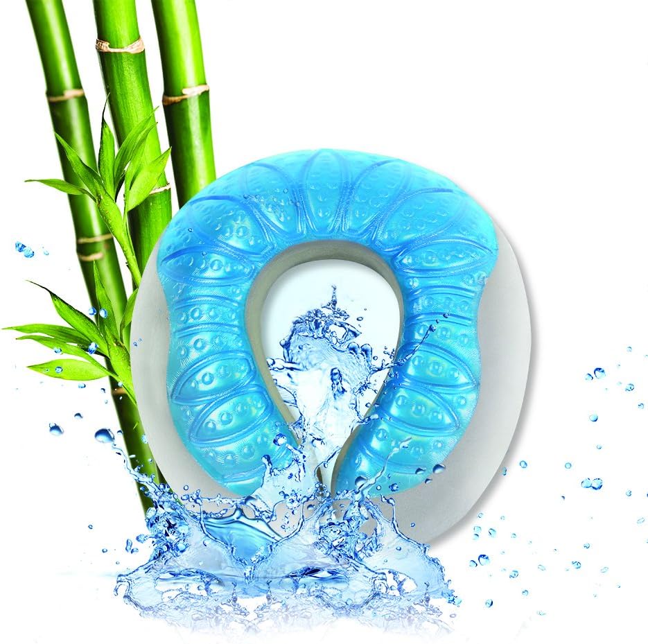 Cloudz Microbead Cool Gel & Bamboo Travel Neck Pillow - Blue