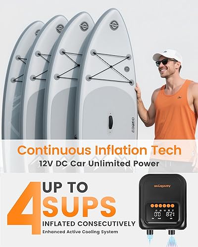 Miniatura 3 de Bomba eléctrica para tabla de remo  Bomba de aire SUP portátil de alta presión de 20 PSI para inflables con conector de coche de 12 V CC, inflado de