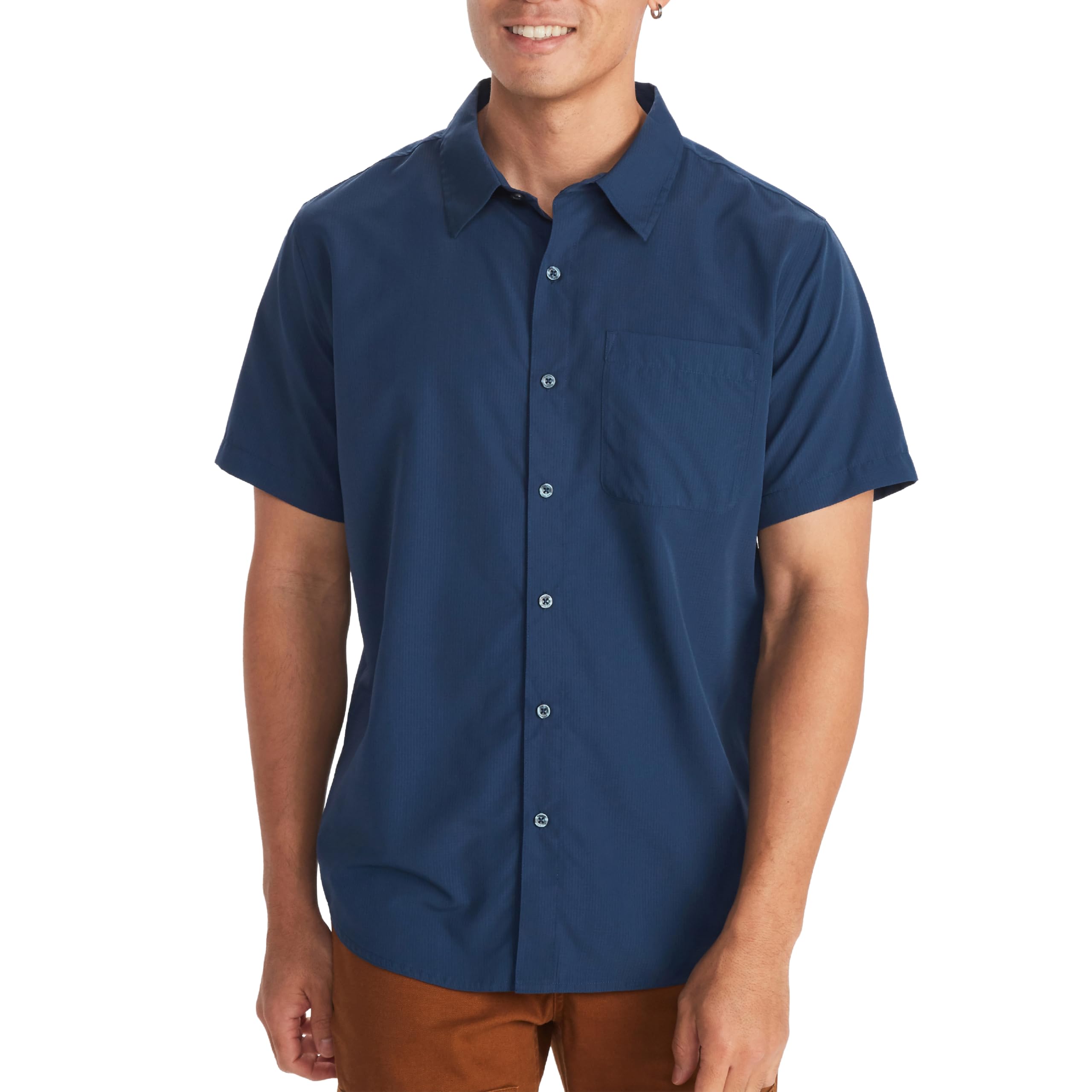 MARMOT Men's Aerobora Short Sleeve Button Down Shirt, Arctic Navy, Large