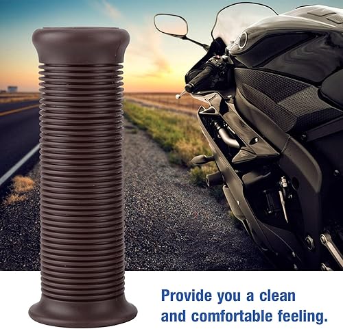 Miniatura 4 de Par de empuñaduras de 1 pulgada de 1 pulgada 0.984 in universal motocicleta Vintage TPU mango manillar agarre marrón oscuro manillar manillar de