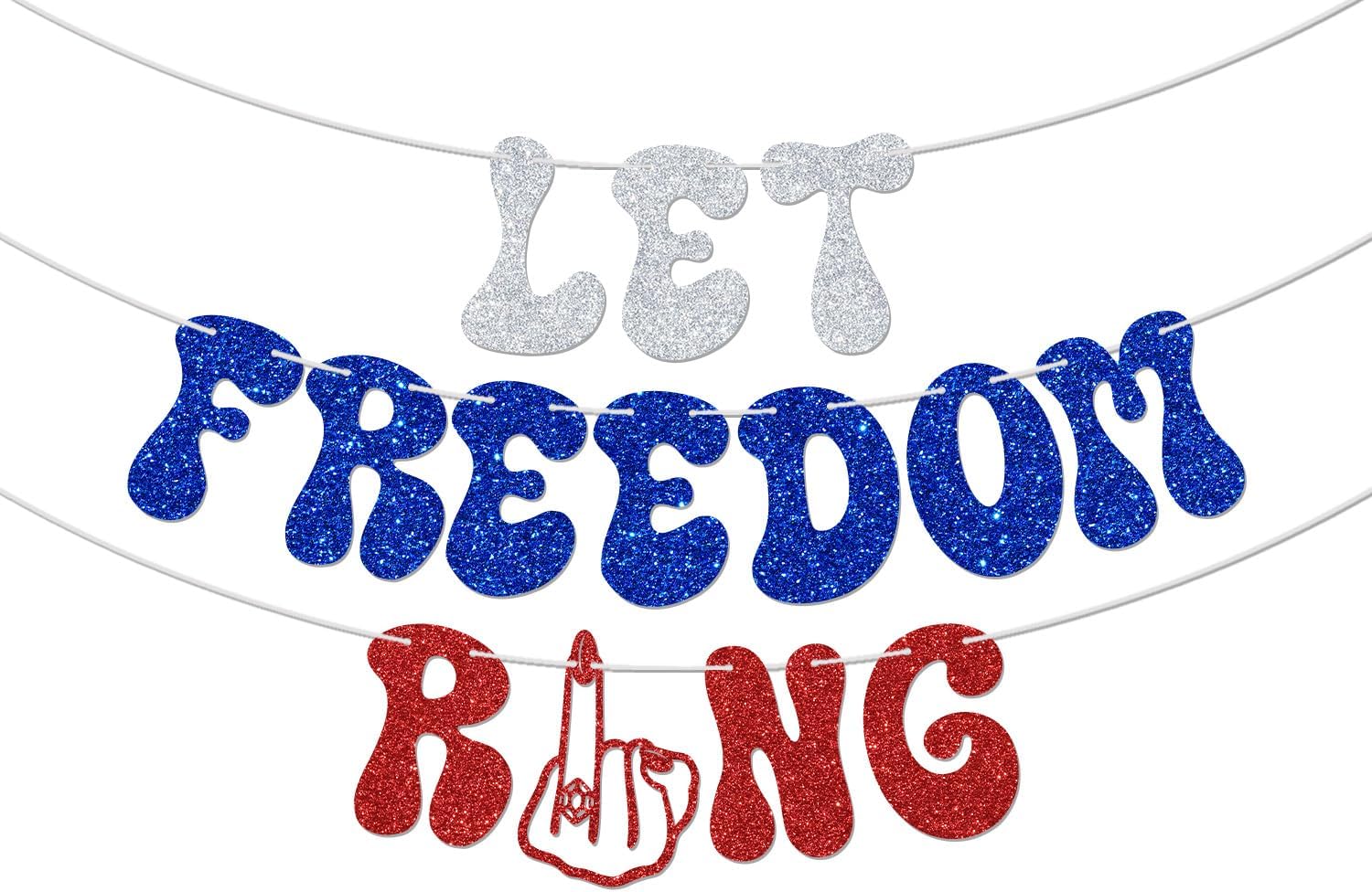 Let Freedom Ring Banner, Red White & I Do Patriotic Themed Bachelorette Party Decorations, 4th of July Bridal Shower/Wedding Decorations Red & White Glitter
