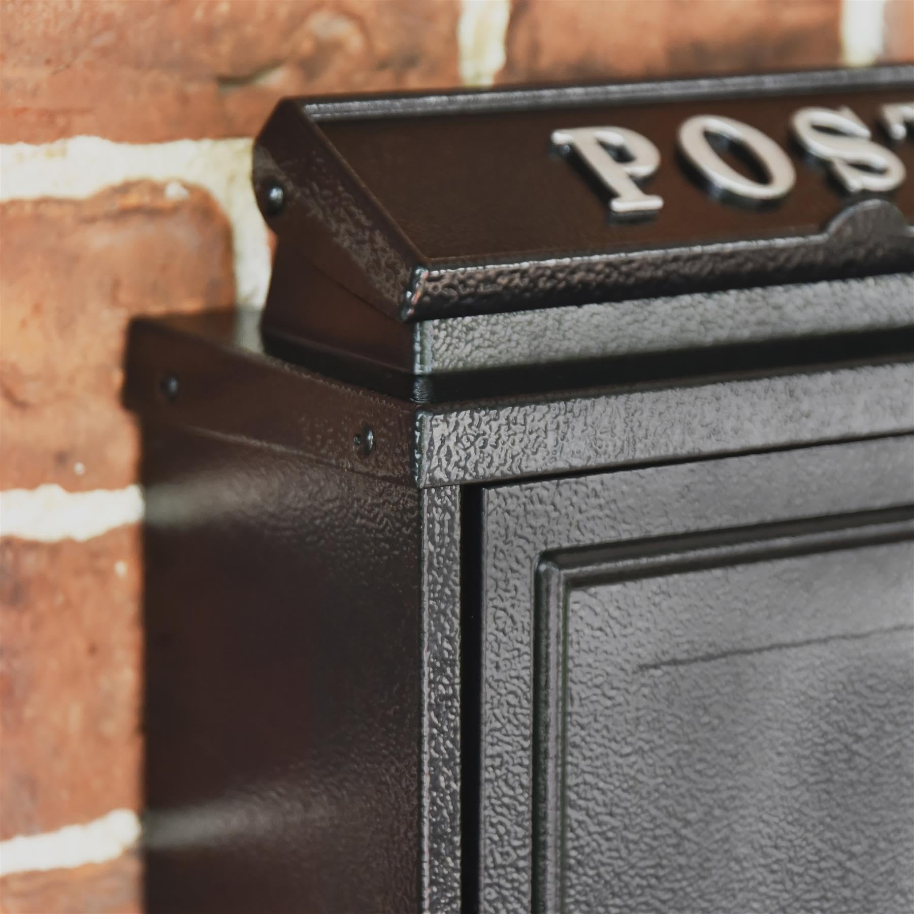 Black "Oxford" Wall Mounted Post Box with Silver Text - Image 6