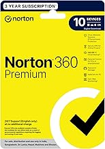 Norton 360 Premium |10 Users 3 Years|Total Security for PC, Mac, Android or iOS|Additionally Includes Dark Web Monitoring,...