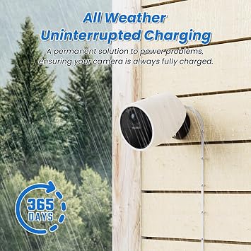 25フィート 防水ケーブル SimpliSafeアウトドアカメラ用 5V/2Aカム充電器付き