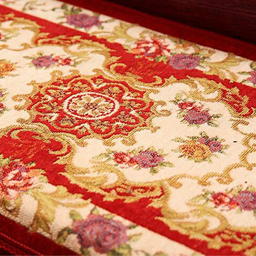 Lot de 14 tapis d'escalier d'intérieur à motif floral traditionnel autocollant antidérapant en marbre décoratif en bois D 28 x 65 cm