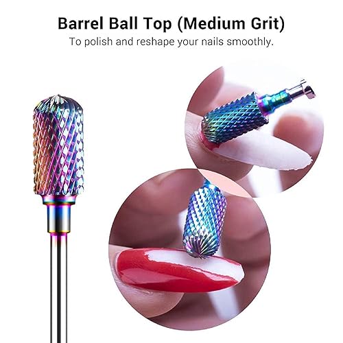 Miniatura 6 de MelodySusie Taladro de uñas profesional de 30000 RPM con 7 brocas de carburo de tungsteno, alta velocidad, bajo calor, bajo ruido, baja vibración,