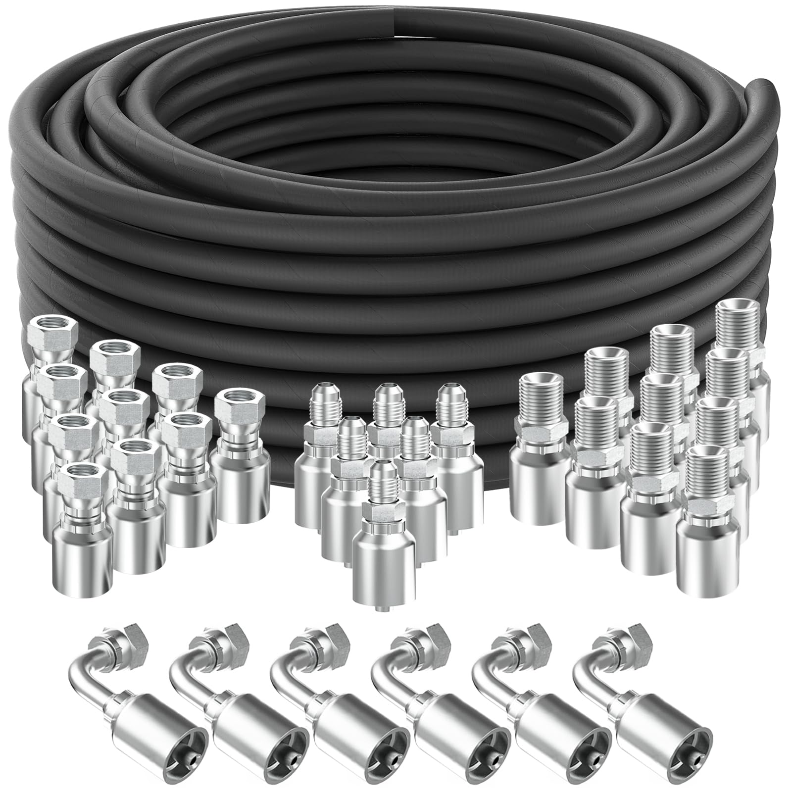 100Ft 3/4 inch Hydraulic Hose with 32PCS 3/4" Fittings