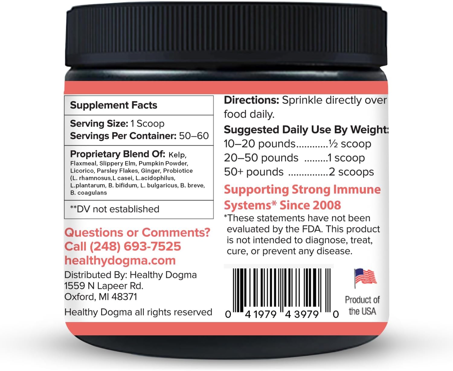 Healthy Dogma - K9 Probiotics for Dogs - Powder Probiotic for Dogs Gut Health for Maintaining a Balanced Intestinal Flora (6 Oz)