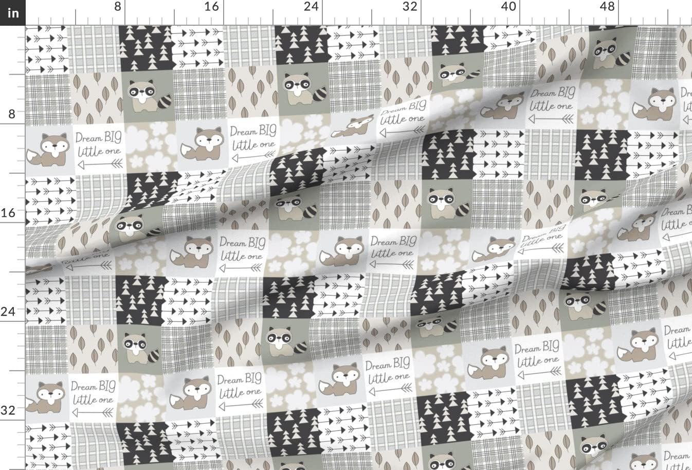 Spoonflower Fabric - Wholecloth Whole Cloth Baby Quilt Cute Raccoon Fox Woodland Sfaut15 Printed on Minky Fabric by The Yard - Sewing Baby Blankets Quilt Backing Plush