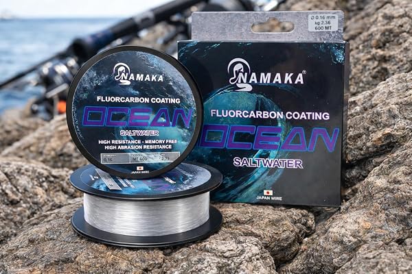 Namaka Ocean - Filo da Pesca Florocoated Monofilo Alta Resistenza, Basso Allungamento, Anti Abrasione, Invisibile in Acqua - 300 o 600mt - Saltwater, Surfcasting, Spinning, Barca, Egi - VARI COLORI - 4