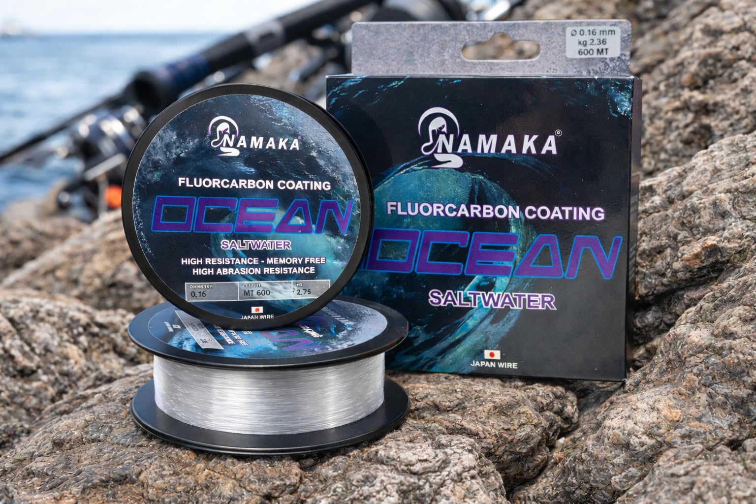 Namaka Ocean - Filo da Pesca Florocoated Monofilo Alta Resistenza, Basso Allungamento, Anti Abrasione, Invisibile in Acqua - 300 o 600mt - Saltwater, Surfcasting, Spinning, Barca, Egi - VARI COLORI - 5