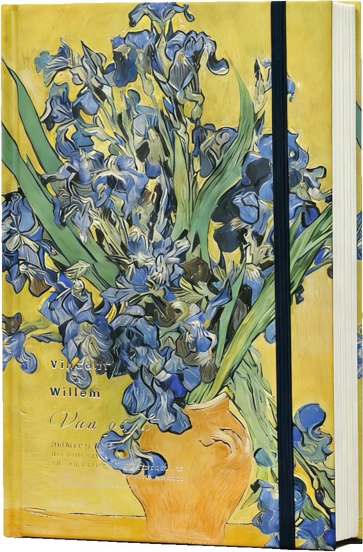 ipoul Blank Journal, Art Journal, Sketch book, 130gsm, Thick Paper Sketchbook, A5, Hardcover, Drawing Notebook, Blank Page, Lay Flat, Unlined, Van Gogh Irises, Sketch Books for Adults
