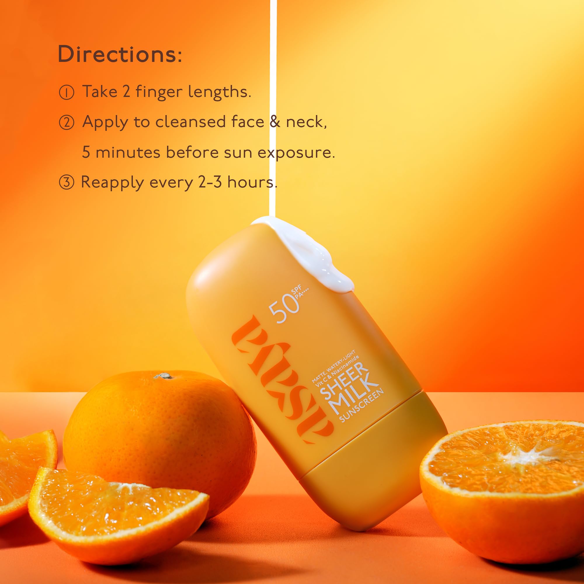 Asaya Sheer Milk Sunscreen SPF 50 PA++++ UVA + UVB | In-VIVO Tested | Lightweight Fluid Sunscreen with Vitamin C & Niacinamide for Brightening & Barrier Support | Water Based for Acne skin | Matte & Quick Absorbing | For Acne-Prone, Oily or Combination Skin | 50 ml 3