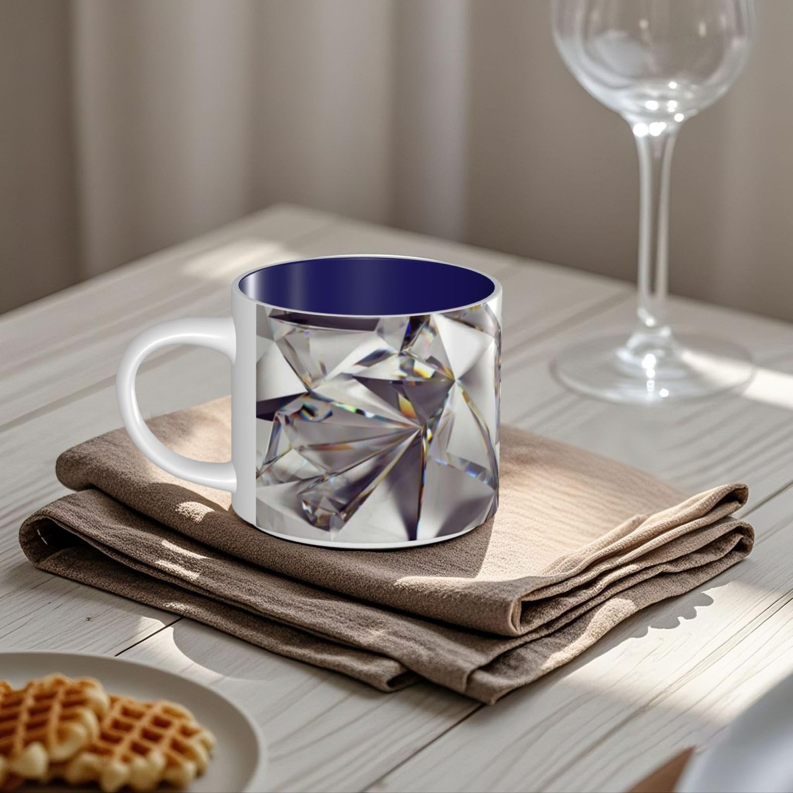 Diamentowy wzór drukowane kubki ceramiczne o dużej pojemności kubek do kawy