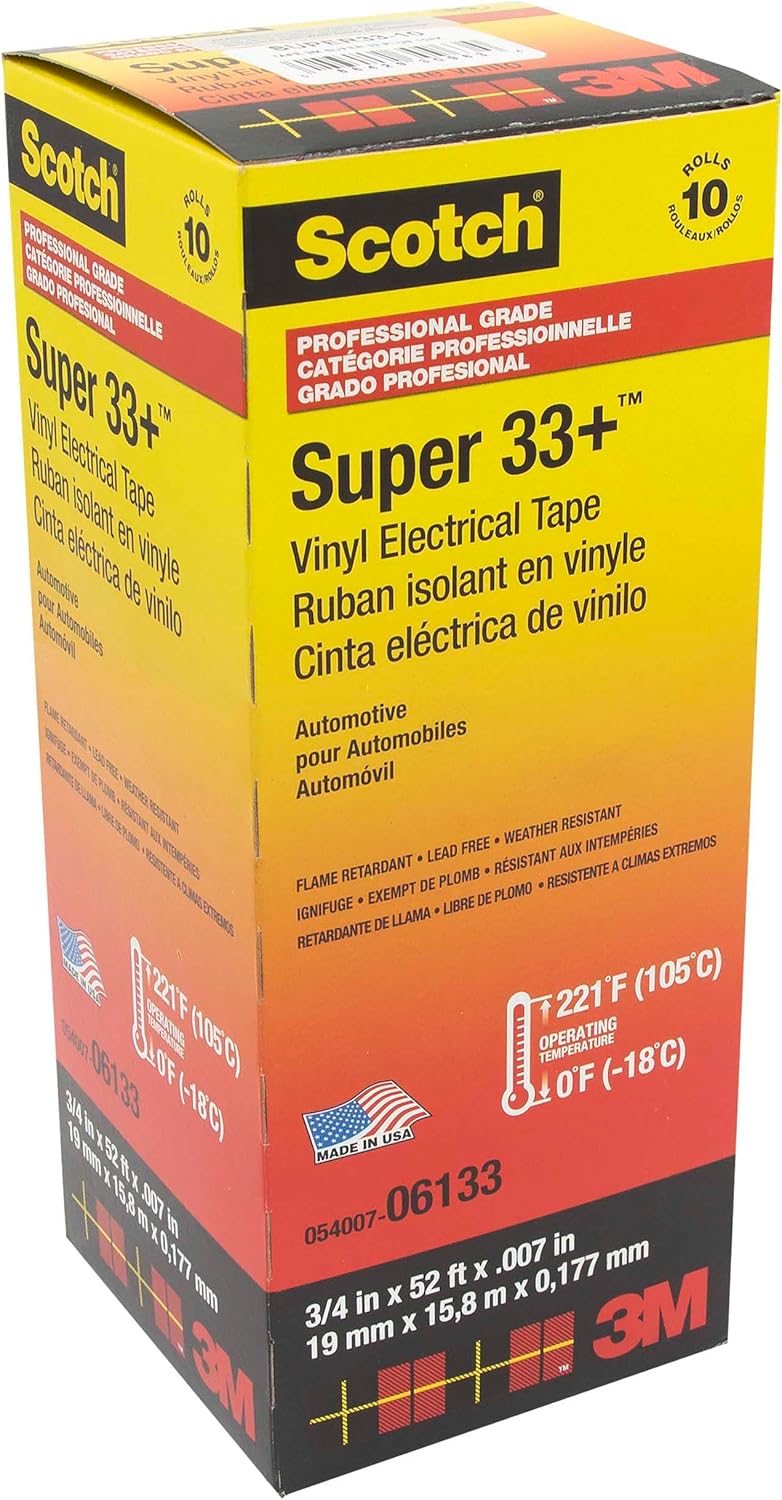Install Bay SUPER33-10 3/4" x 52' Premium Electrical Tape, 10 Pack