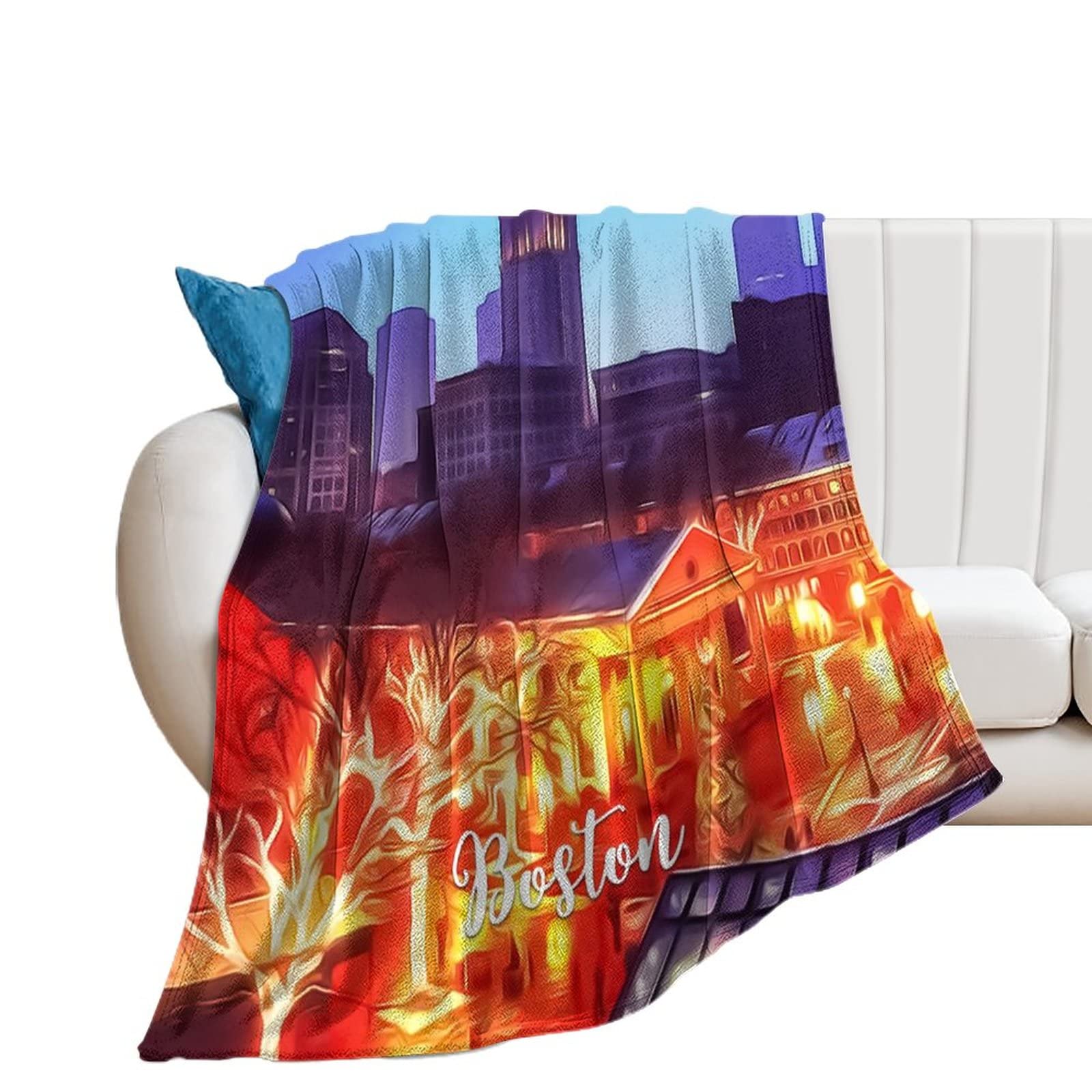 Couverture lit de Boston en micropolaire pour cocooner en lissant un livre au salon