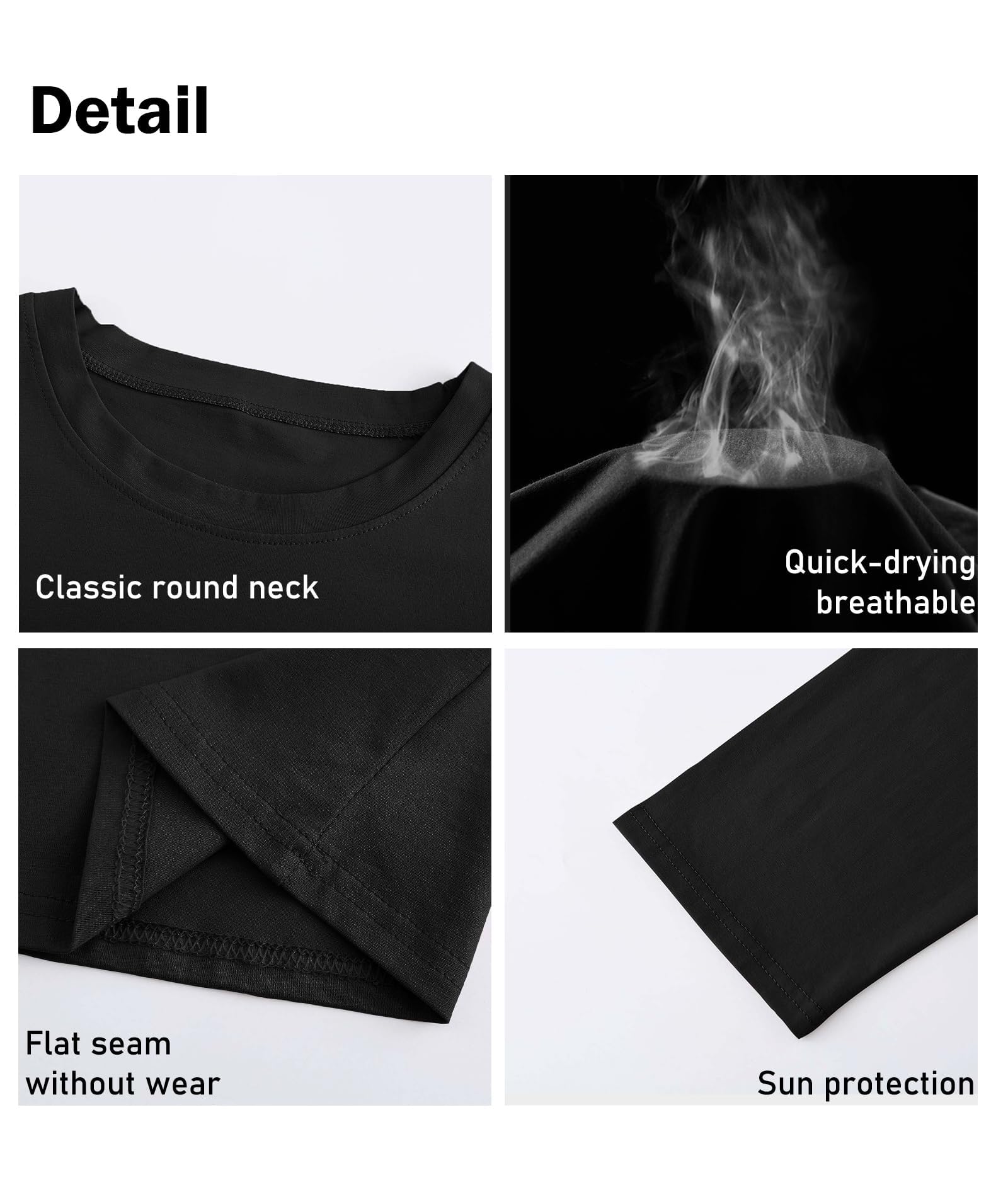 Paquete de 3 camisetas de manga larga para hombre, holgadas, absorben la humedad, cuello redondo, ligeras, cómodas, informales, capa base