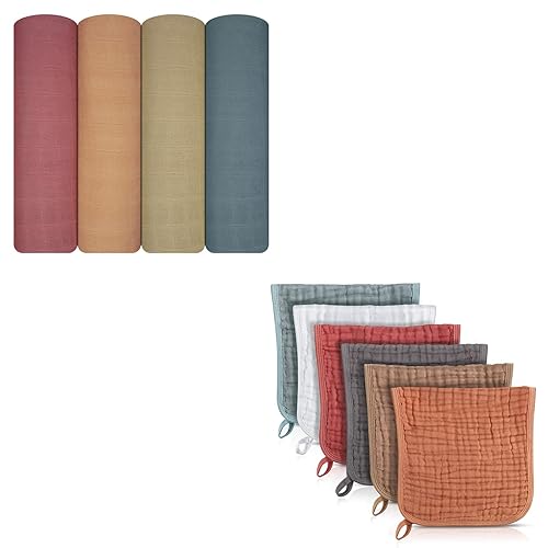 Miniatura 1 de Mom Beebi Paquete de 4 mantas de muselina con 6 paños de muselina para eructos