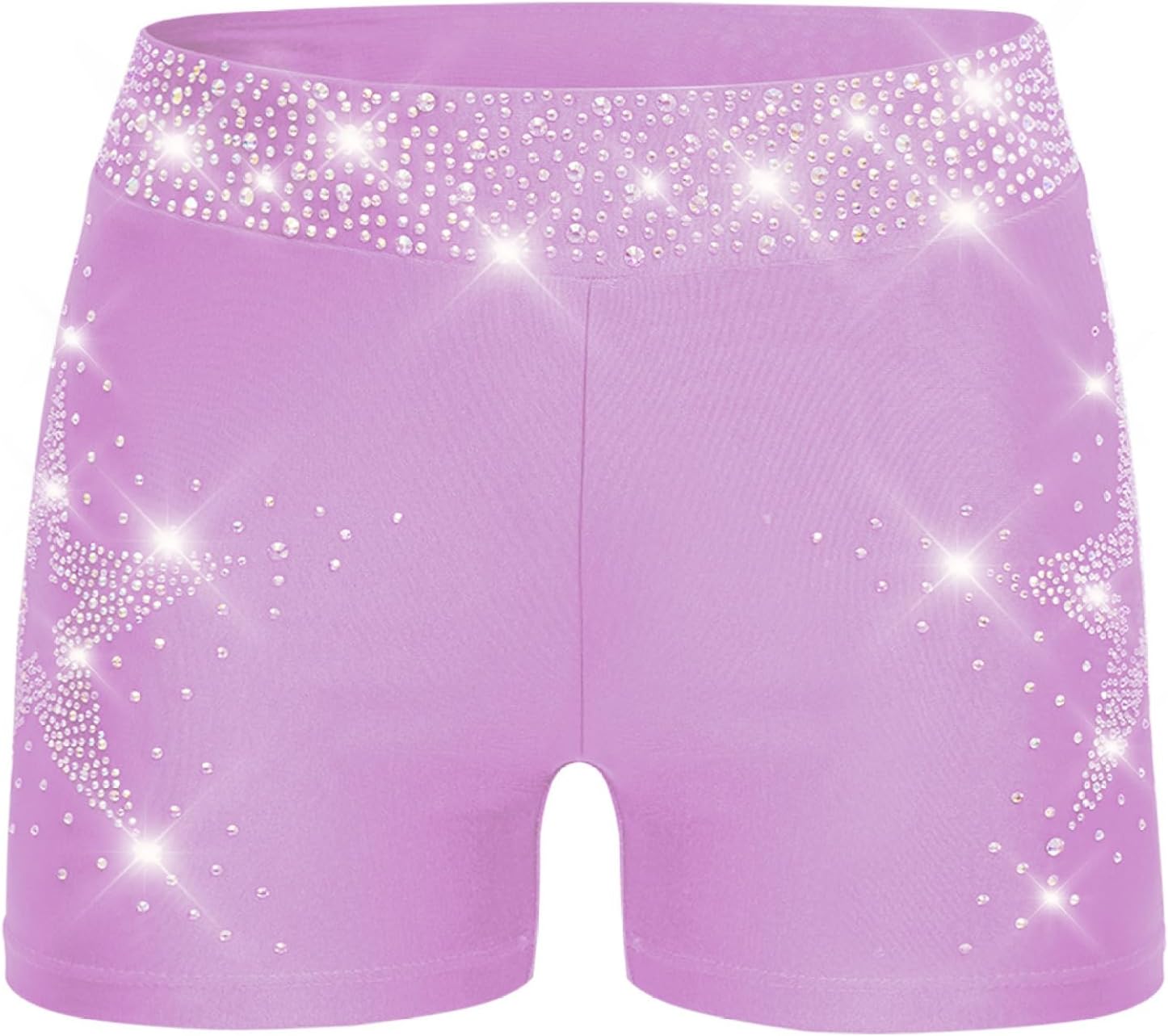 Kids Girls Shiny Rhinestone Dance Shorts Elastic High Waist Shorts Gymnastics Training Hot Shorts