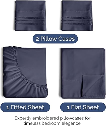 Vista 1142 de Juego de sábanas de 4 piezas tamaño king, extrasuaves, transpirables y refrescantes con esquinas profundas, sábanas de fácil ajuste y sin arrugas
