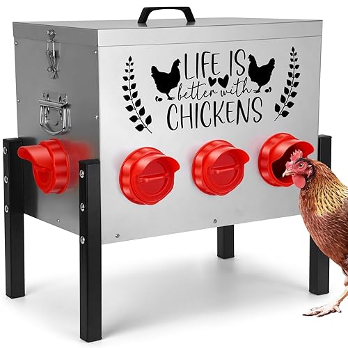 TGEYD 50LB Large Automatic Chicken Feeder – 8 Feeding Ports,
