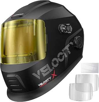 ARCCAPTAIN Intelligent Auto-Shade Welding Helmet, 4.6" x 3.2" Large Viewing Screen Auto-Darkening Welding Hood, Internal Display, True Color 1/1/1/1, 1/30000s Response, 9 Memory Modes & Gradient
