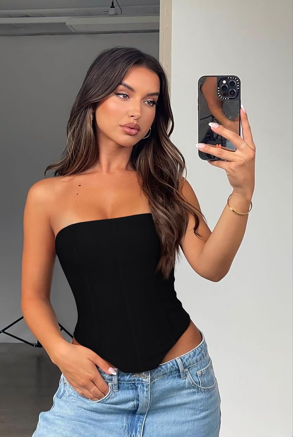 Women's Sexy Corset Tube Top Summer Lace-Up Backless Y2K Going Out Double Lined Cropped Tank Tops - Image 5