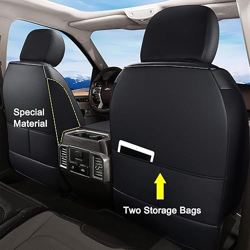 Miniatura 2 de Huidasource Fundas de asiento delantero de automóvil, funda de cojín impermeable de piel sintética F150 para asiento de camión, ajuste personalizado
