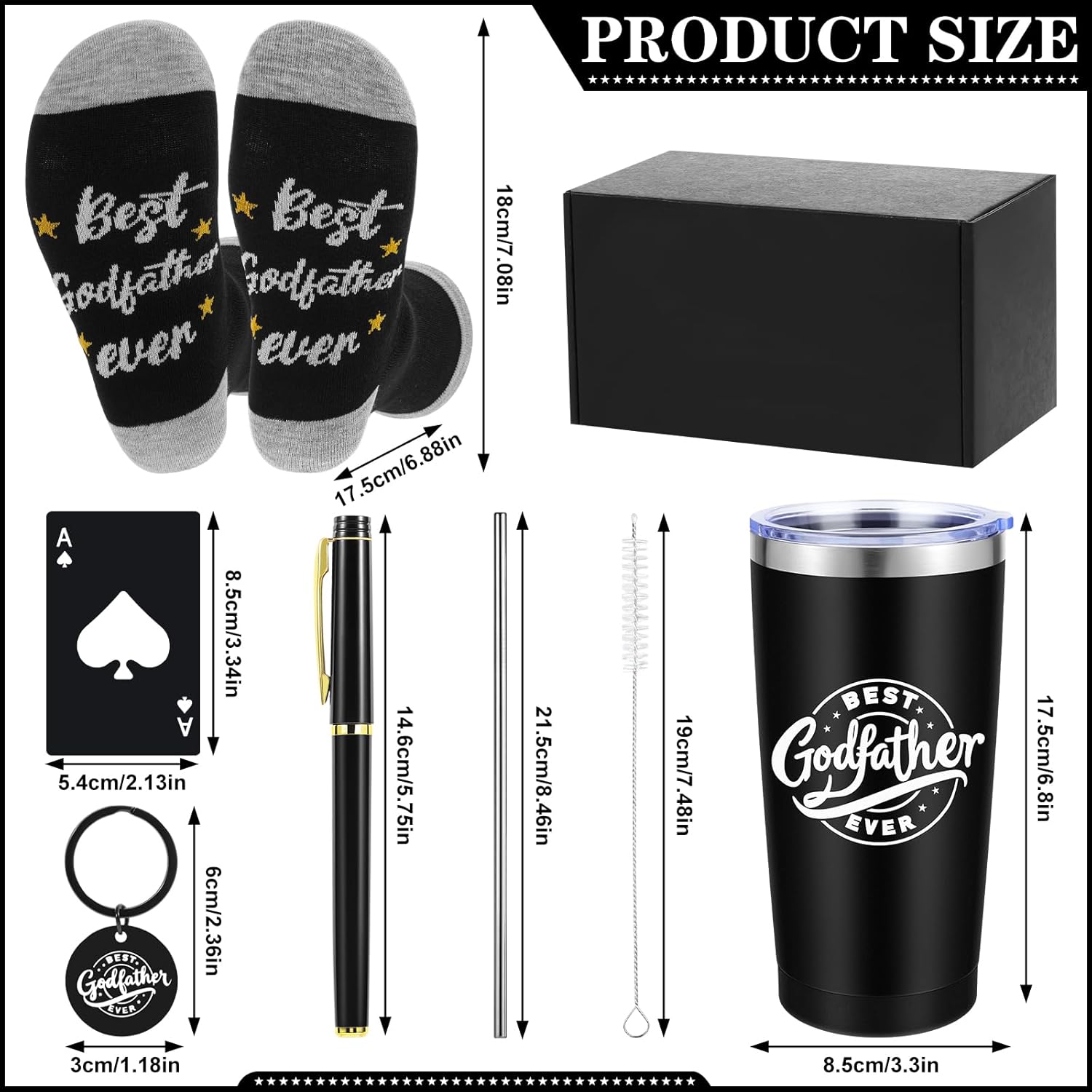 Godfather Proposal Gifts, Will You Be My Godfather Gifts Box Set, God Father Gift Ideas Includes Insulated Tumbler Opener Keychain Socks Christmas Birthday Baptism Fathers Day Present for Men - Image 2