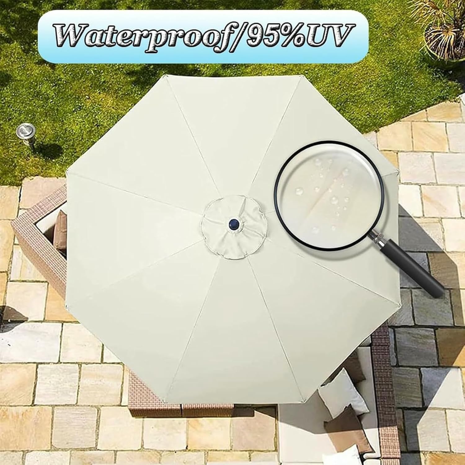 Sun Umbrella Replacement Cloth, 200cm/2.7m/300cm Patio Umbrella Replacement Canopy, Garden Parasol Canopy Cover, Replacement Parasol Fabric Cover Fit 6Ribs/8 Ribs